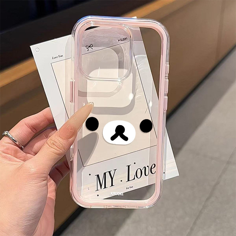 Samsung Galaxy A55 - 귀여운 작은 곰 표정 2in1 투명